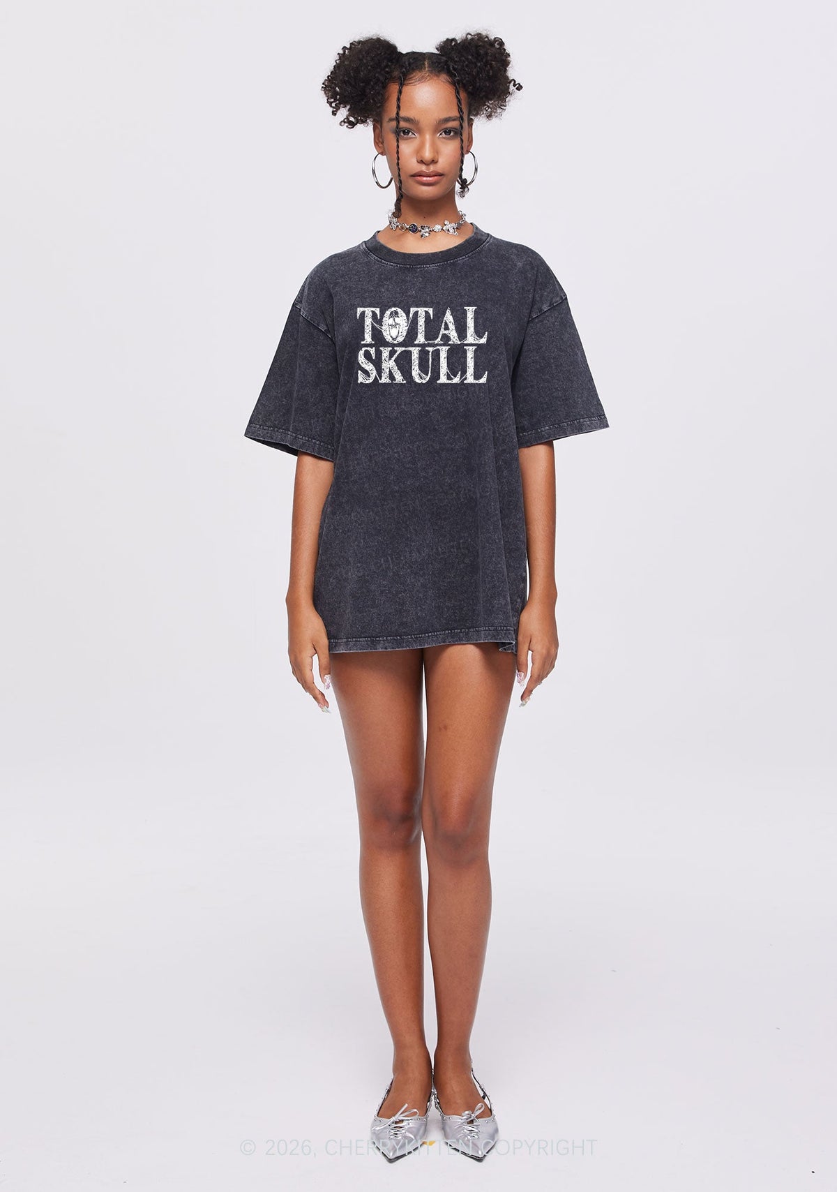 Halloween Total Skull Y2K Shirts Washed Tee Cherrykitten