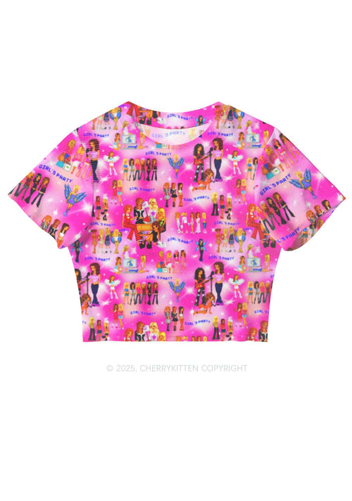 Girls Party Y2K Mesh Crop Top Cherrykitten