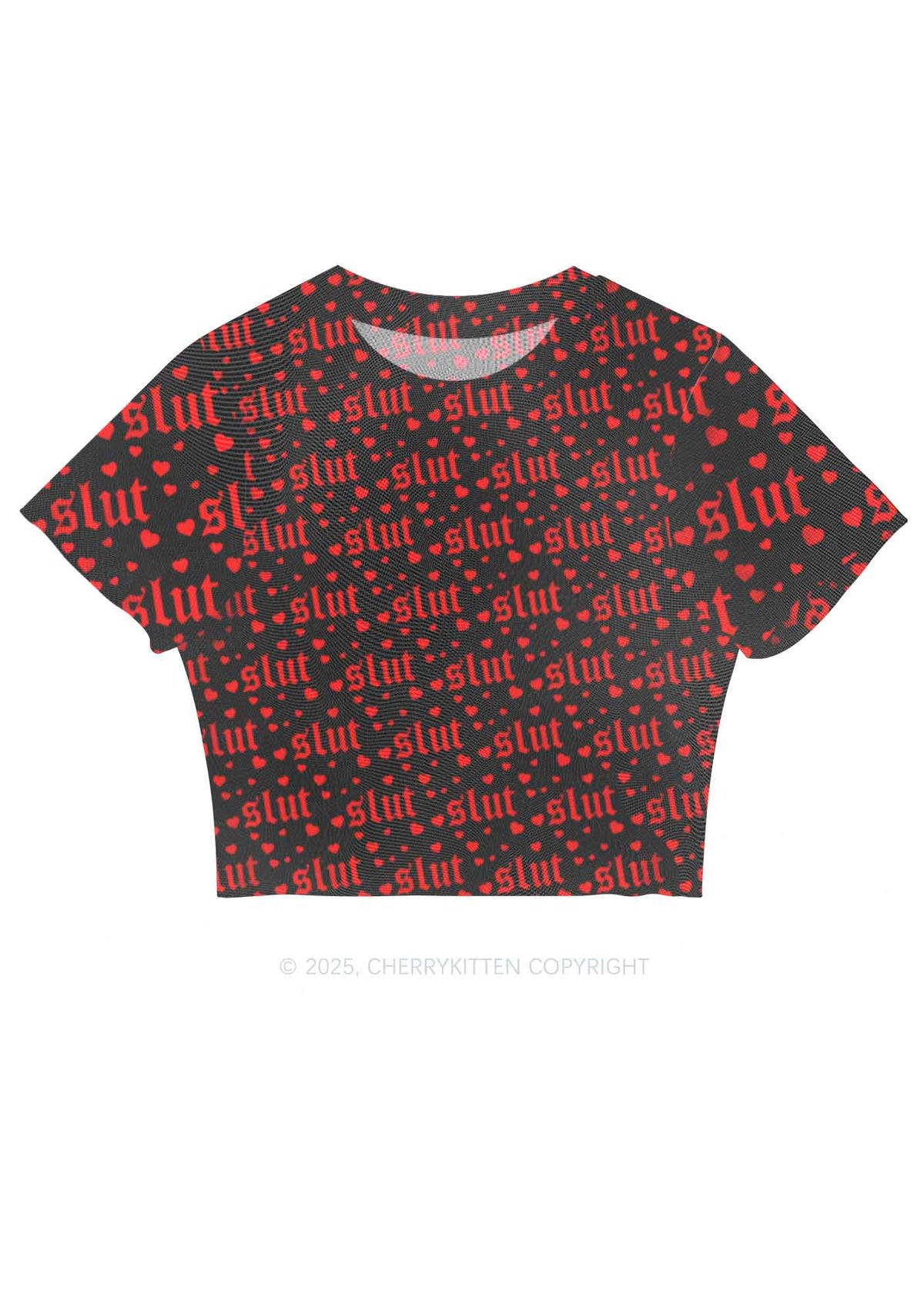 Black Slxt Y2K Mesh Crop Top Cherrykitten