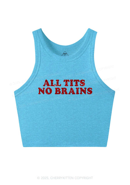 Glitter All Txts No Brains Y2K Crop Tank Top Cherrykitten