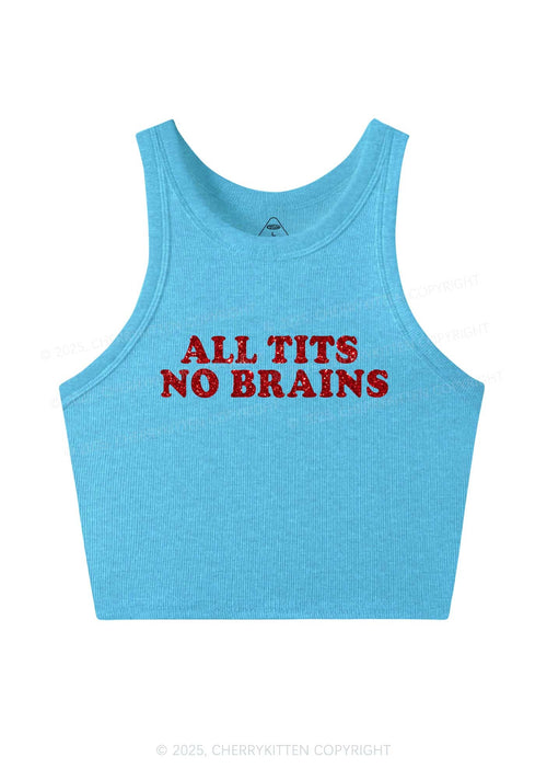 Glitter All Txts No Brains Y2K Crop Tank Top Cherrykitten