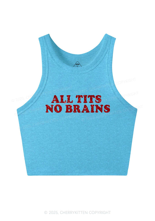 Glitter All Txts No Brains Y2K Crop Tank Top Cherrykitten