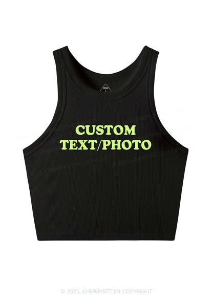 Custom Text Y2K Crop Tank Top Cherrykitten
