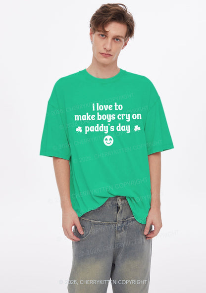 Make Boys Cry On Paddys Day St Patricks Y2K Shirts Washed Tee Cherrykitten
