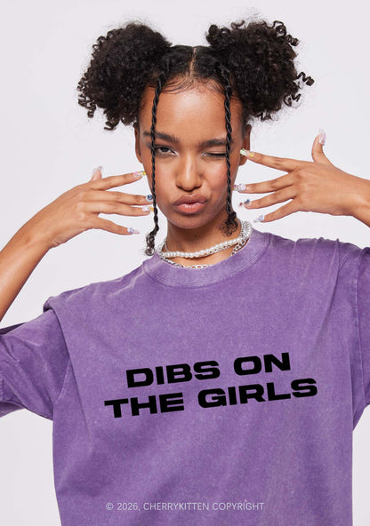 Dibs On The Girls Pride Y2K Shirts Washed Tee Cherrykitten