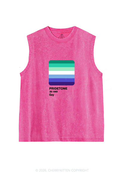 Pridetone Gay Pride Y2K Washed Muscle Tank Cherrykitten