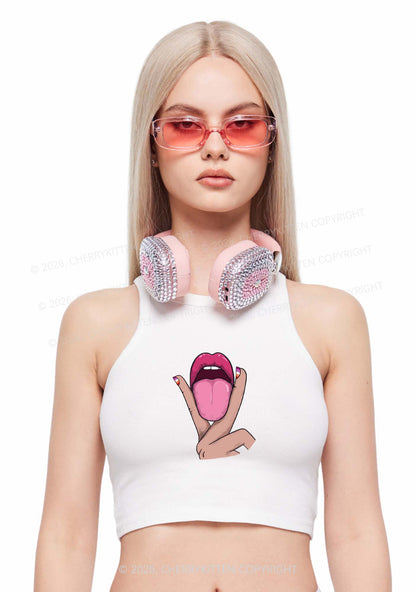 Lesbian Kissing Pride Y2K Crop Tank Top Cherrykitten