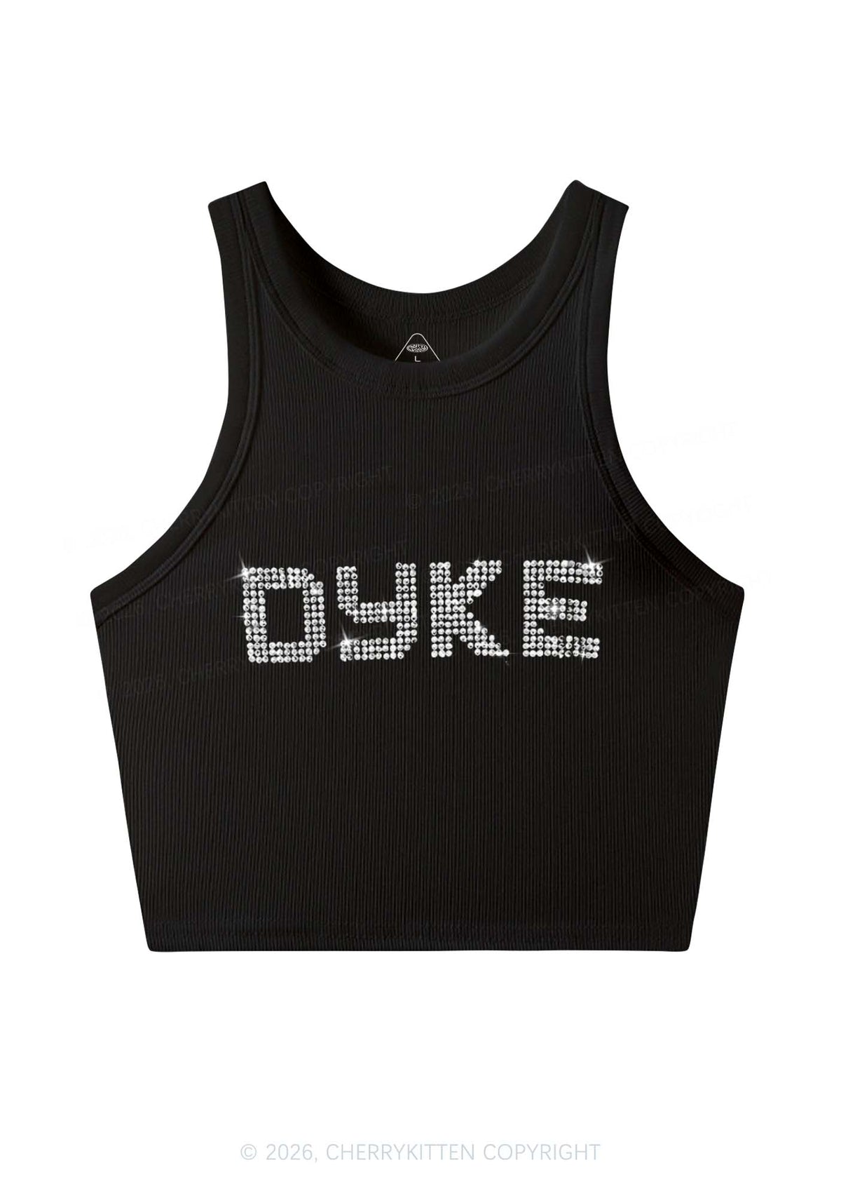 Rhinestone Dyke Pride Y2K Crop Tank Top Cherrykitten