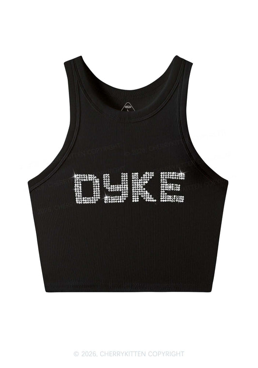 Rhinestone Dyke Pride Y2K Crop Tank Top Cherrykitten