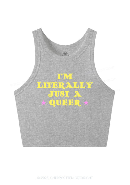 Just A Queer Pride Y2K Crop Tank Top Cherrykitten