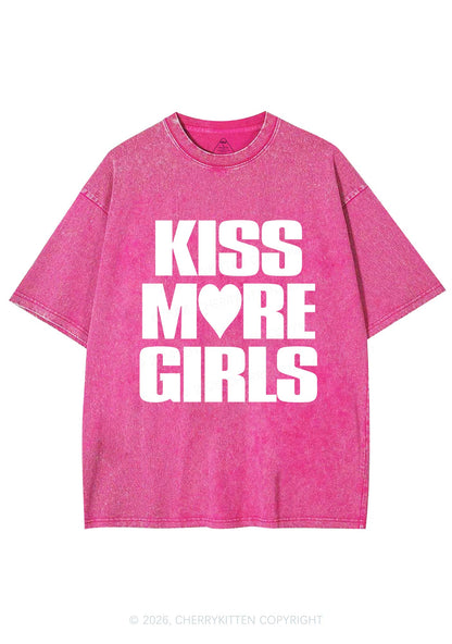 Kiss More Girls Heart Pride Y2K Shirts Washed Tee Cherrykitten