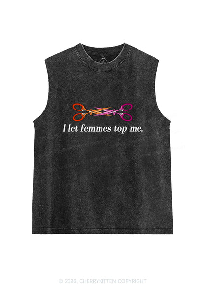 I Let Femmes Top Me Scissors Pride Y2K Washed Muscle Tank Cherrykitten