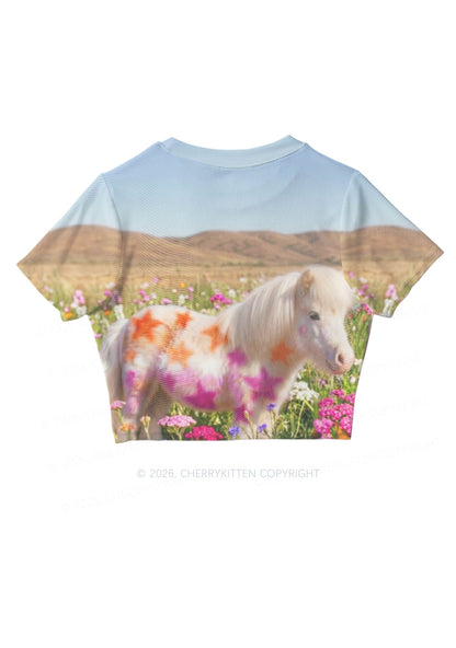 Lesbian Stars Pony Pride Y2K Mesh Crop Top Cherrykitten