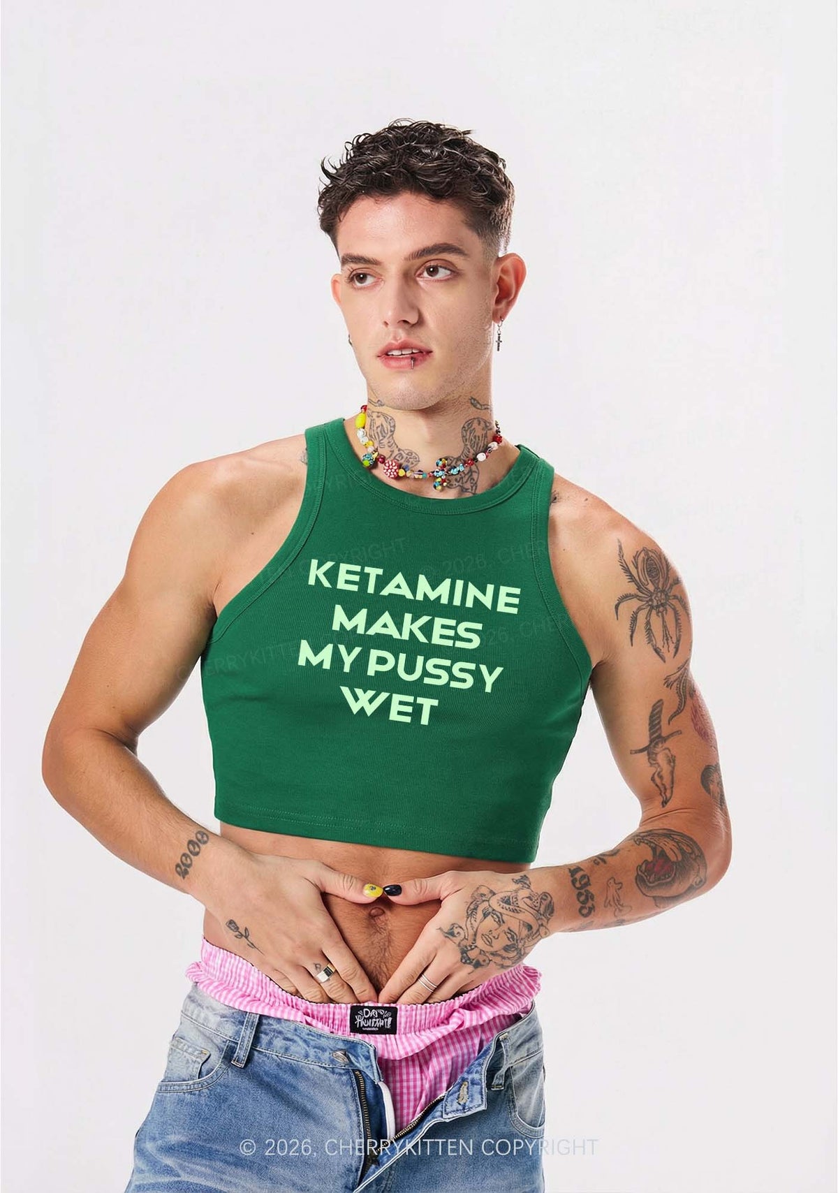 K Makes My Puxxy Wet Y2K Crop Tank Top Cherrykitten
