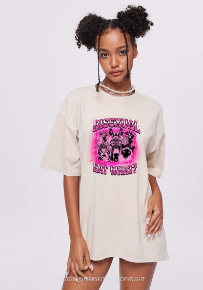Bisexual Eat What Pride Y2K Shirts Washed Tee Cherrykitten
