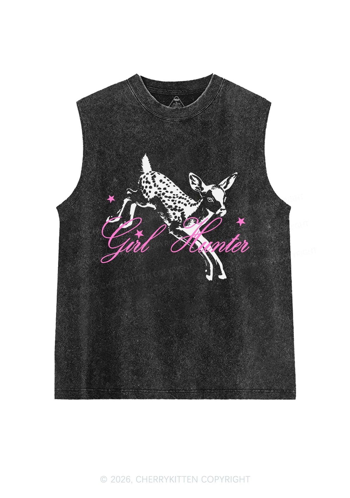 Girl Hunter Deer Pride Y2K Washed Muscle Tank Cherrykitten