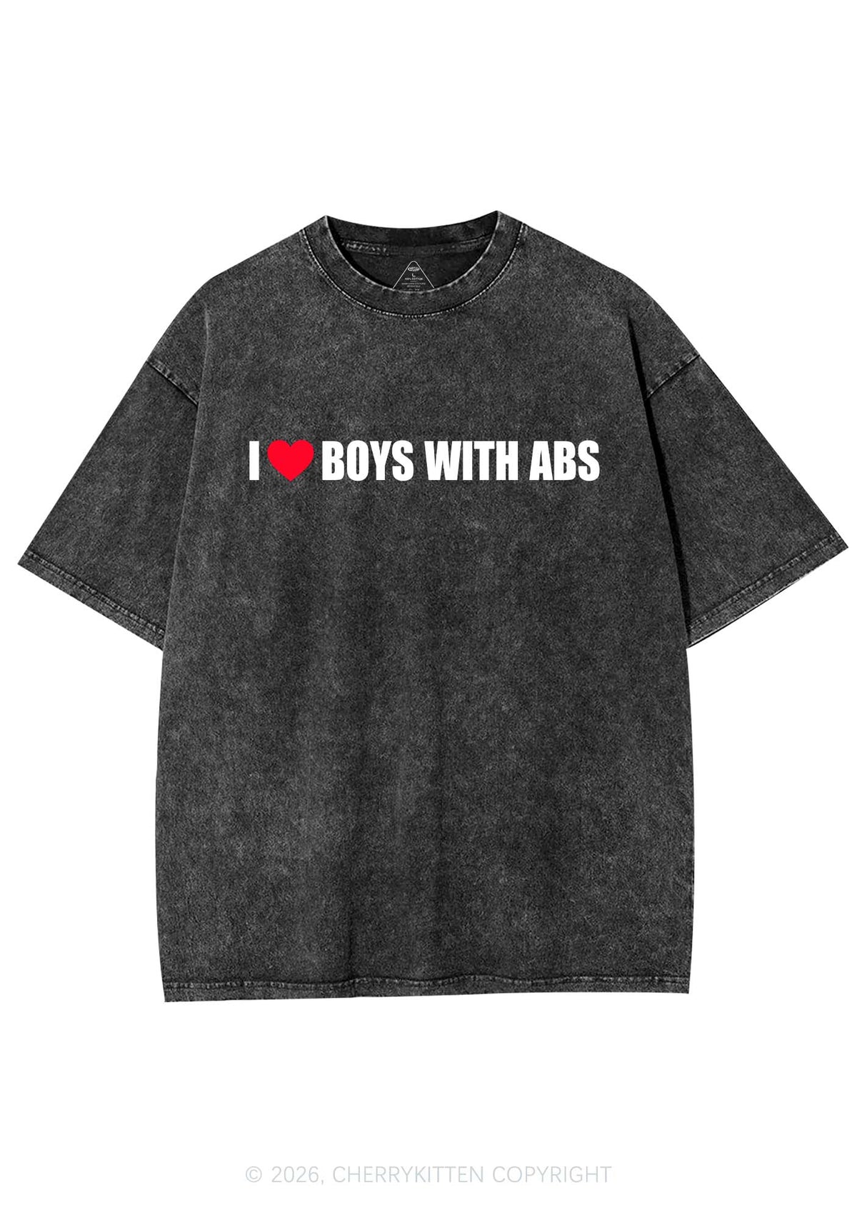 I Love Boys With ABS Y2K Shirts Washed Tee Cherrykitten