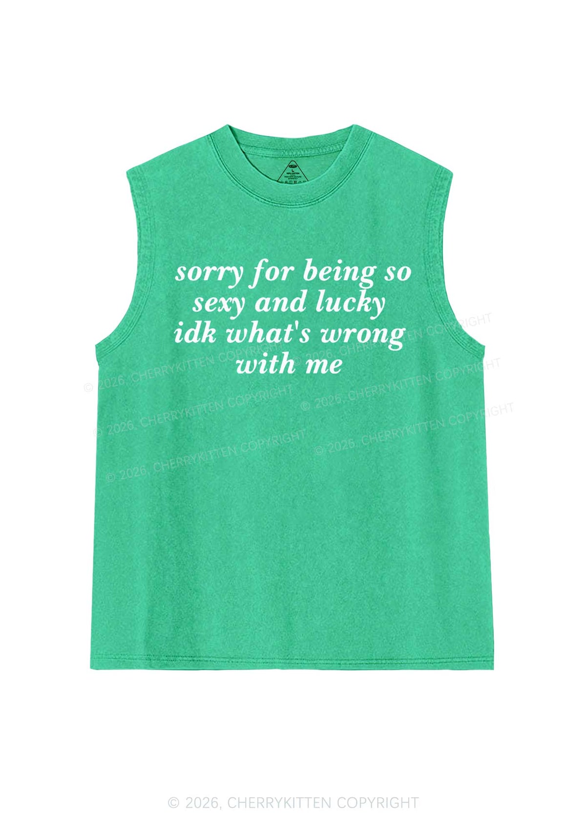 Sorry For Being So Lucky St Patricks Y2K Washed Tank Cherrykitten