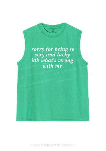 Sorry For Being So Lucky St Patricks Y2K Washed Tank Cherrykitten
