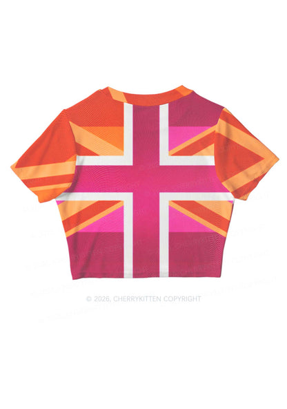 Lesbian Cross Flag Pride Y2K Mesh Crop Top Cherrykitten