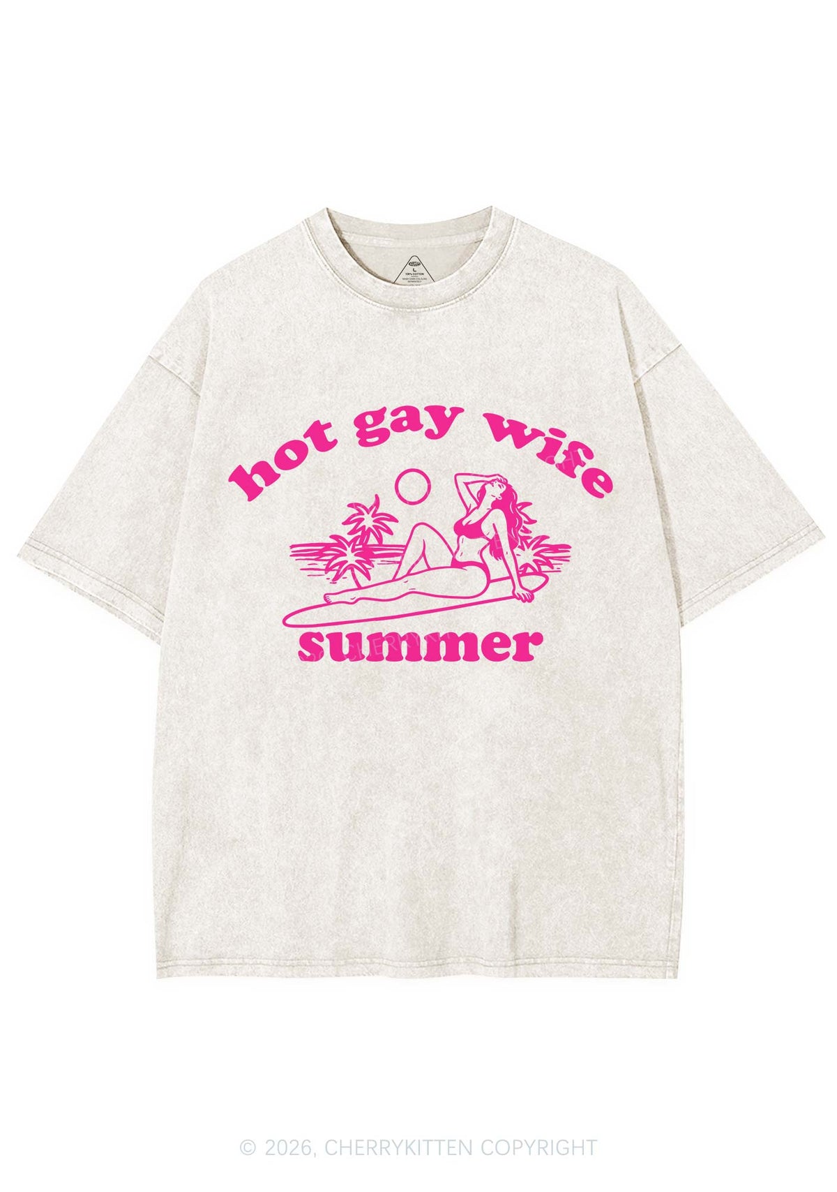 Hot Gay Wife Summer Pride Y2K Shirts Washed Tee Cherrykitten