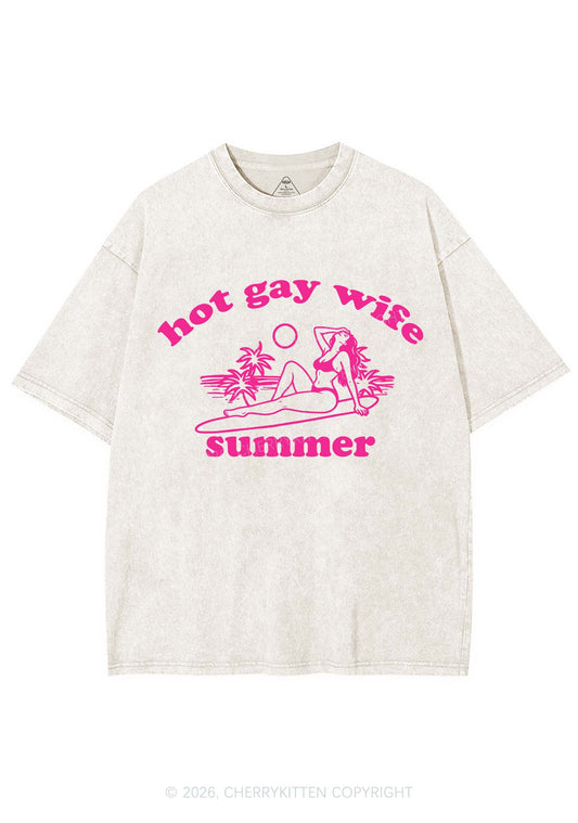 Hot Gay Wife Summer Pride Y2K Shirts Washed Tee Cherrykitten