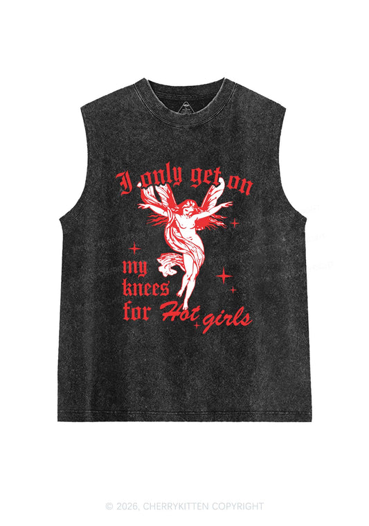On My Knees For Hot Girls Pride Y2K Washed Muscle Tank Cherrykitten