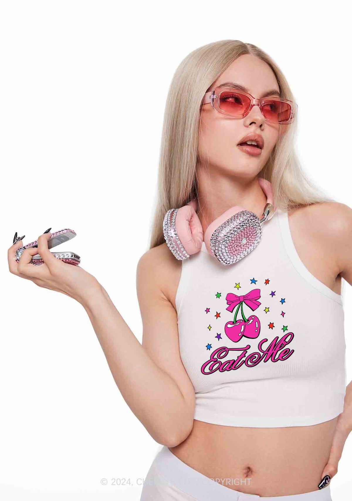 Eat Me Cherry Y2K Crop Tank Top Cherrykitten
