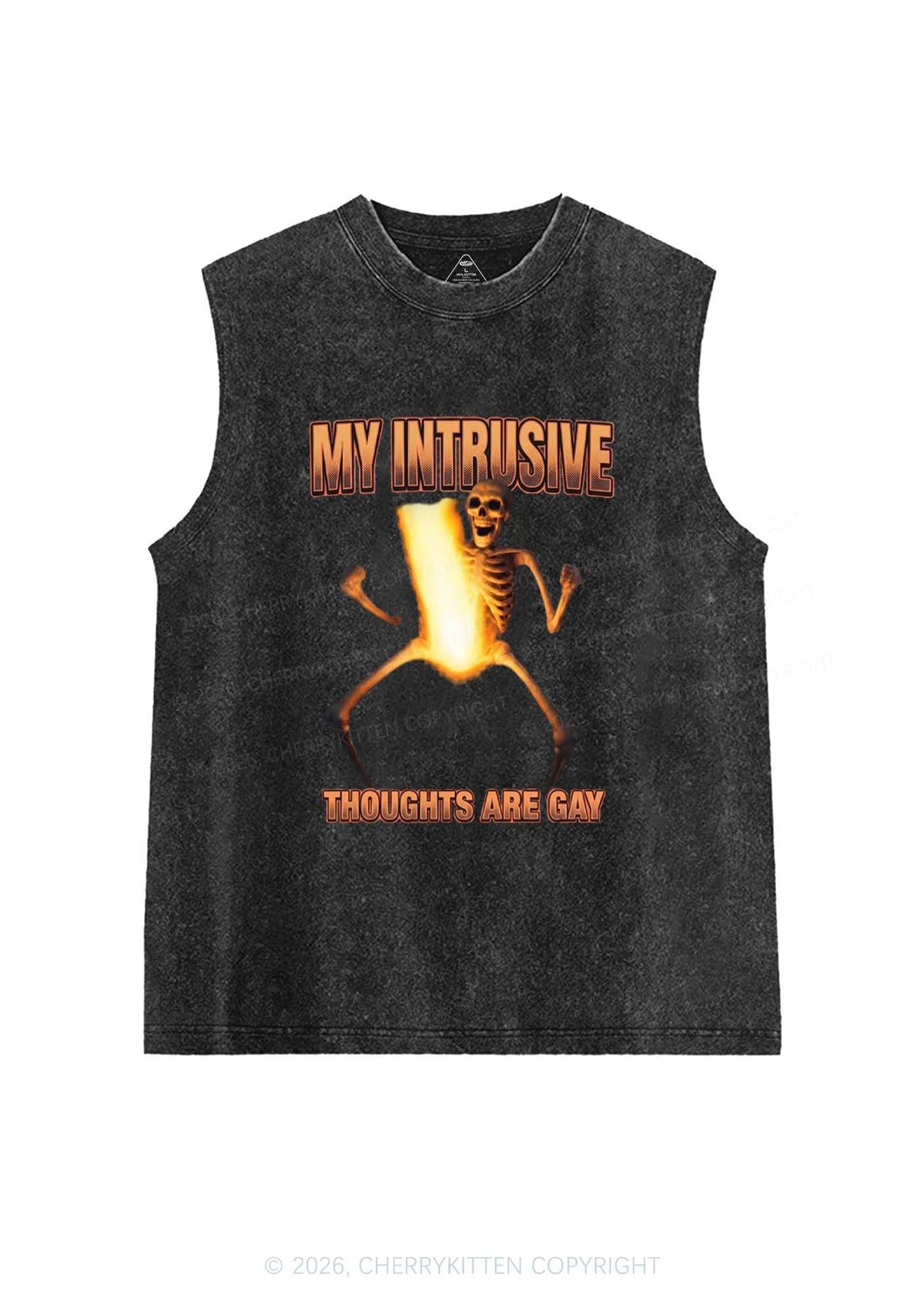 My Intrusive Thoughts Are Gay Pride Y2K Washed Muscle Tank Cherrykitten