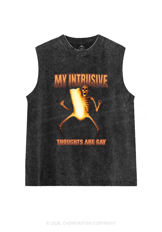 My Intrusive Thoughts Are Gay Pride Y2K Washed Muscle Tank Cherrykitten