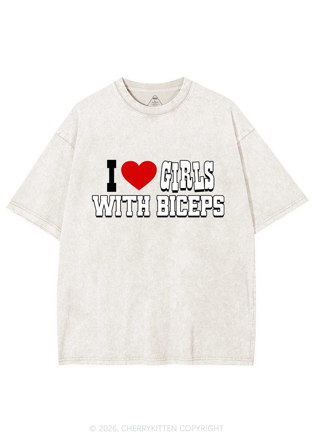 I Love Girls With Biceps Y2K Shirts Washed Tee Cherrykitten