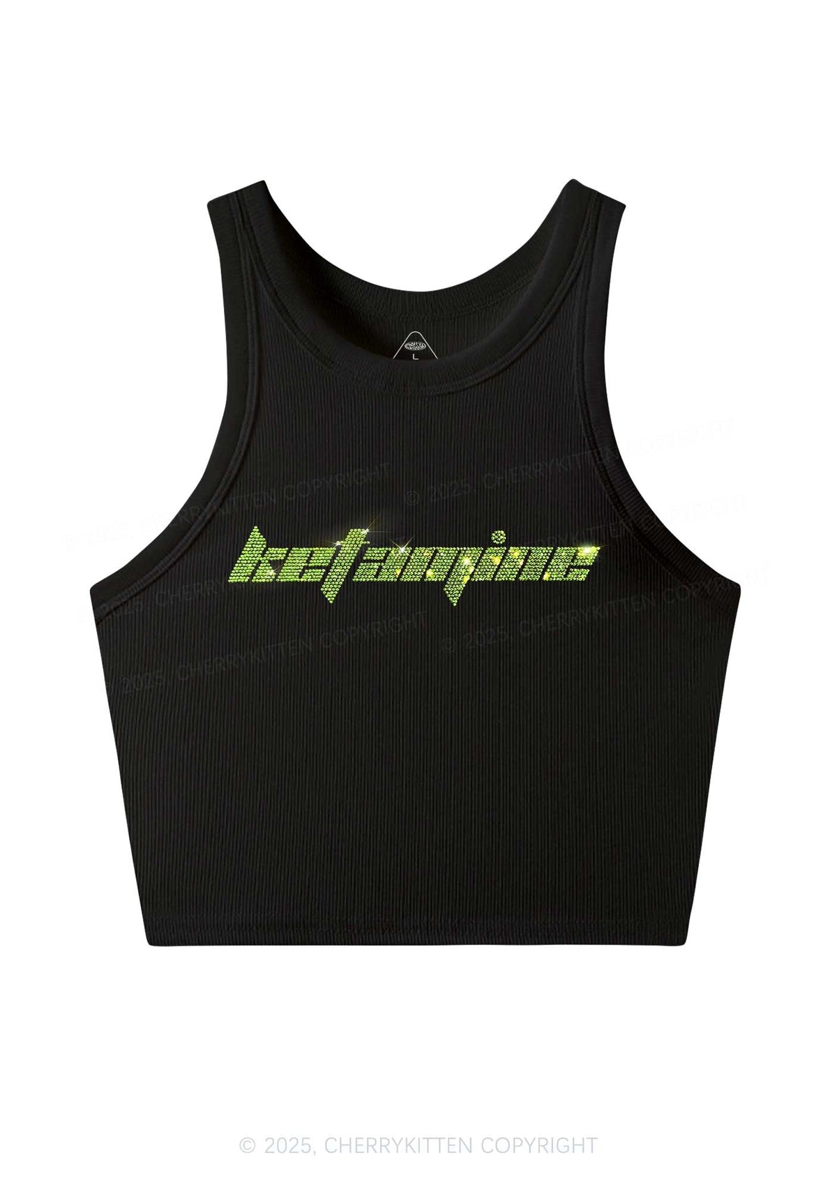 Rhinestone Ketamxxe Y2K Crop Tank Top Cherrykitten