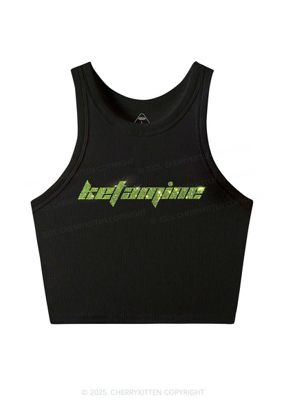 Rhinestone Ketamxxe Y2K Crop Tank Top Cherrykitten