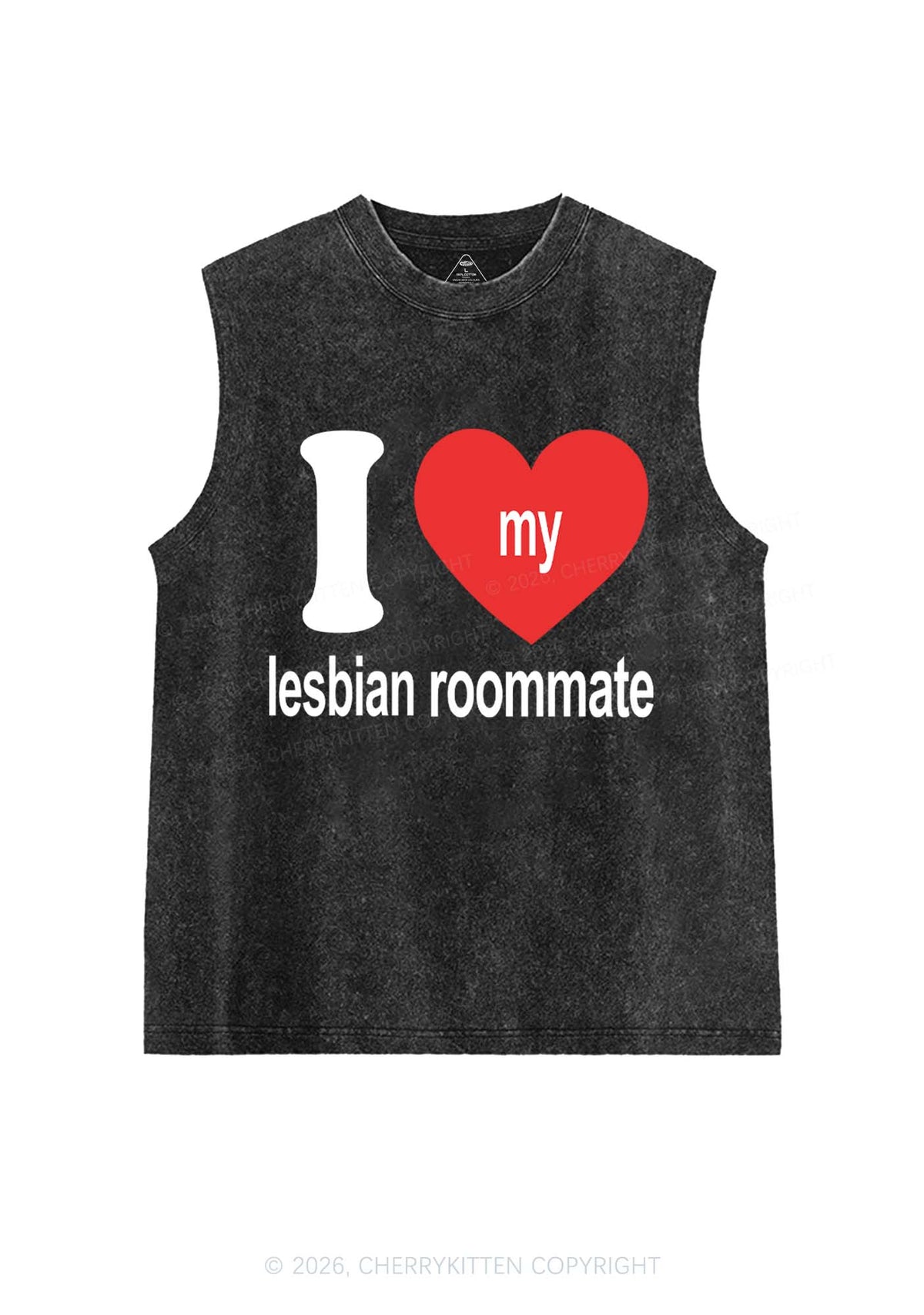 I Love My Lesbian Roommate Pride Y2K Washed Muscle Tank Cherrykitten