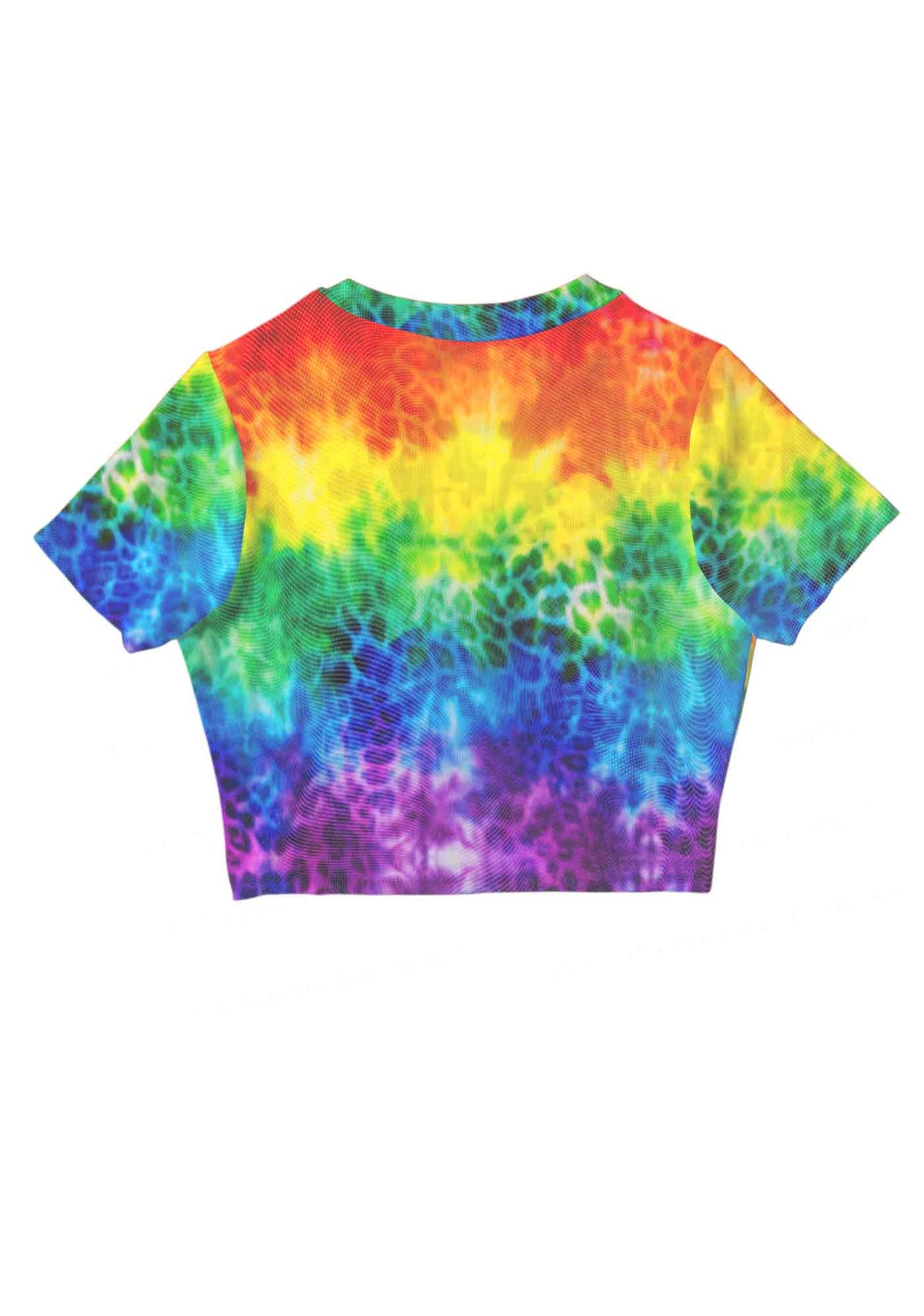 Rainbow Leopard Tie Dye Pride Y2K Mesh Crop Top Cherrykitten