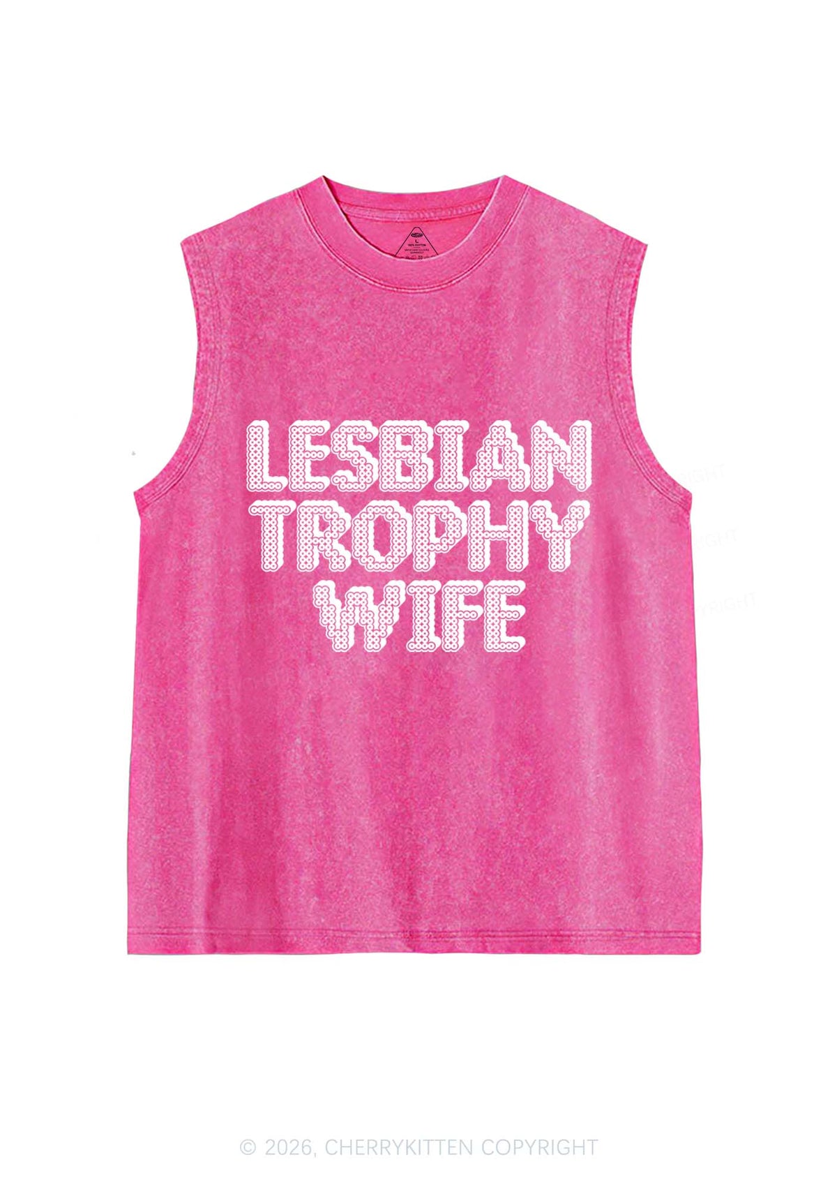 Lesbian Trophy Wife Pride Y2K Washed Muscle Tank Cherrykitten