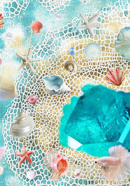 Seashell Fantasy Y2K Mesh Crop Top Cherrykitten