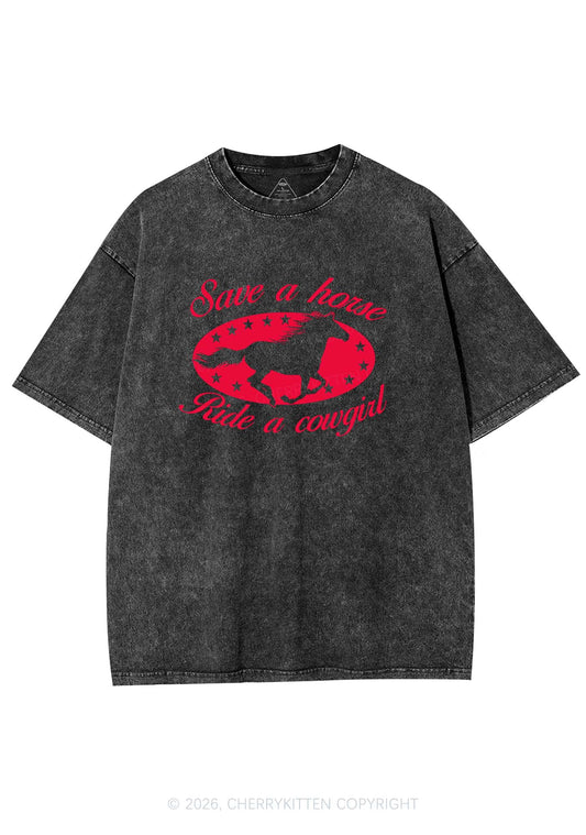 Star Horse Cowgirl Pride Y2K Shirts Washed Tee Cherrykitten