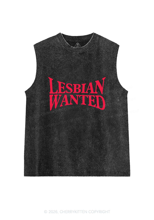 Lesbian Wanted Pride Y2K Washed Muscle Tank Cherrykitten