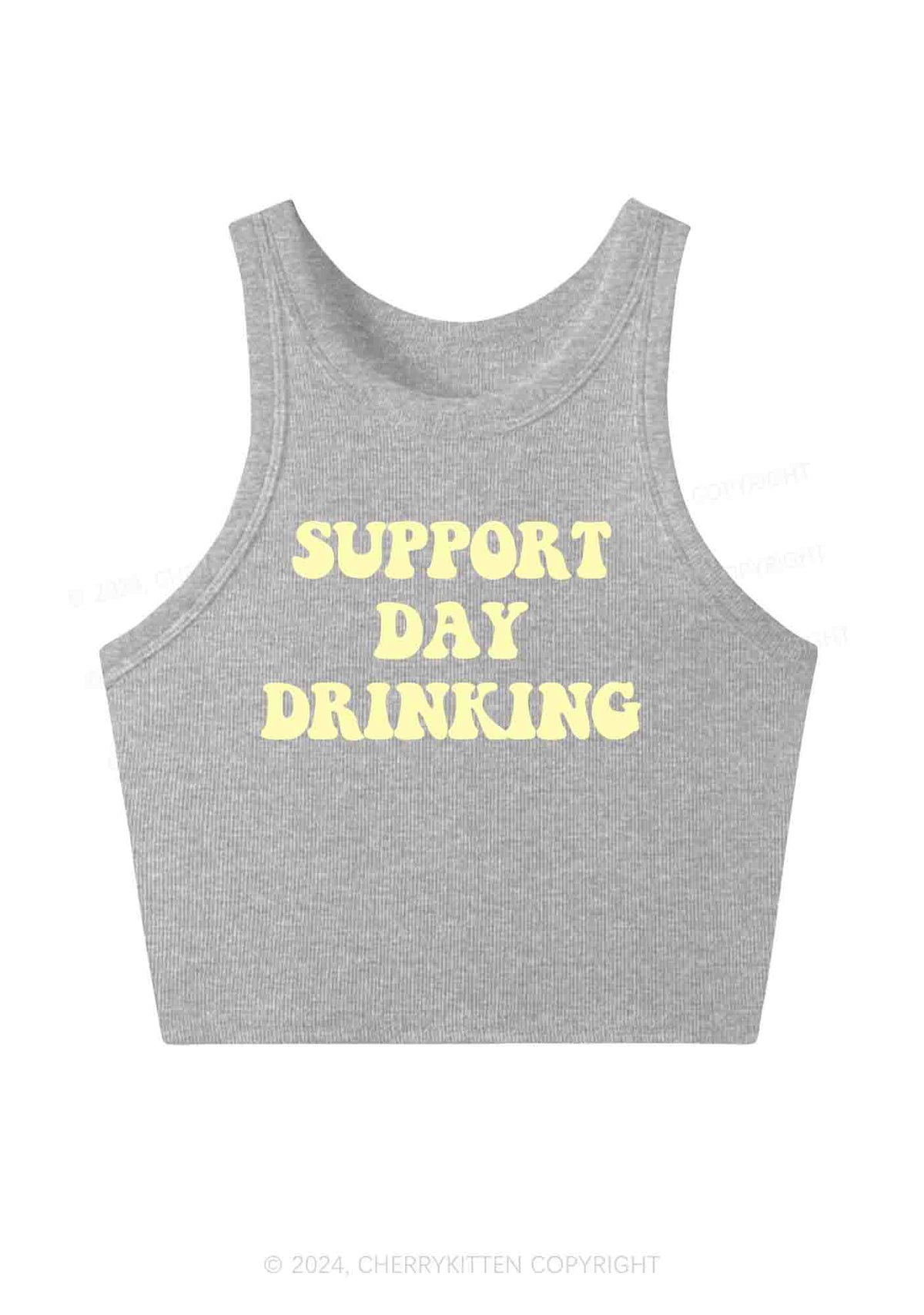 Support Day Drinking Y2K Crop Tank Top Cherrykitten