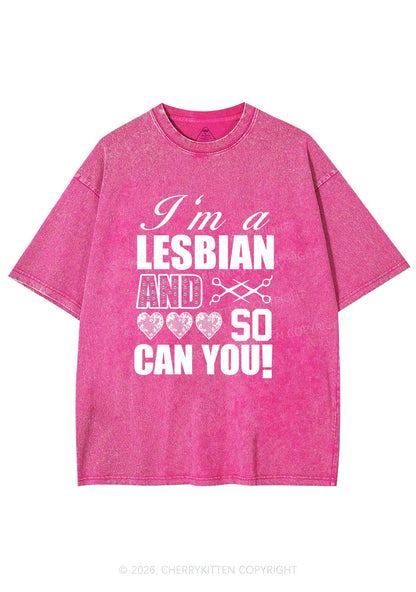 Im A Lesbian And So Can You Pride Y2K Shirts Washed Tee Cherrykitten