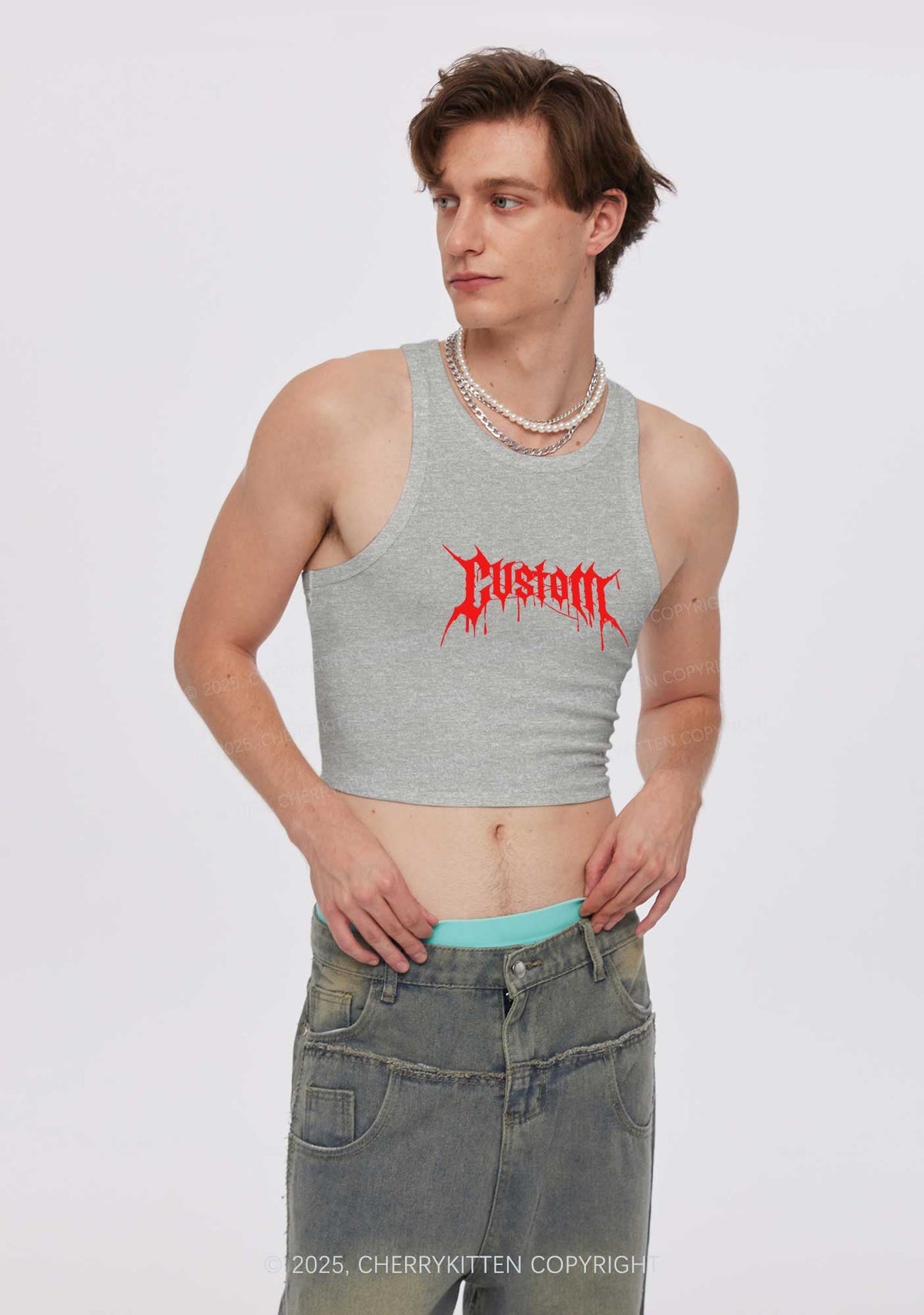 Custom Font Art Y2K Crop Tank Top Cherrykitten