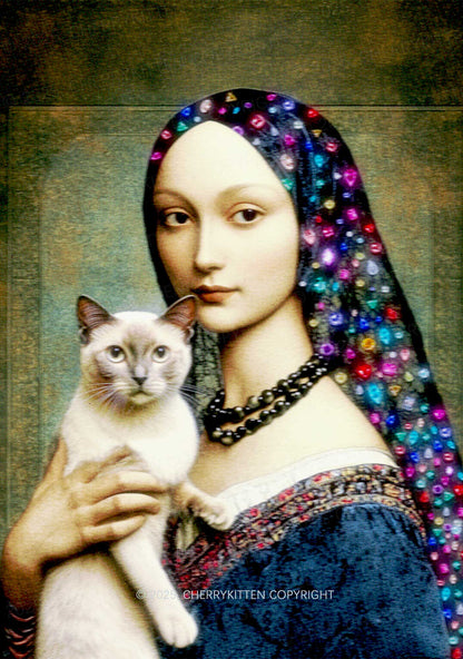 Renaissance Lady With Cat Y2K Mesh Crop Top Cherrykitten