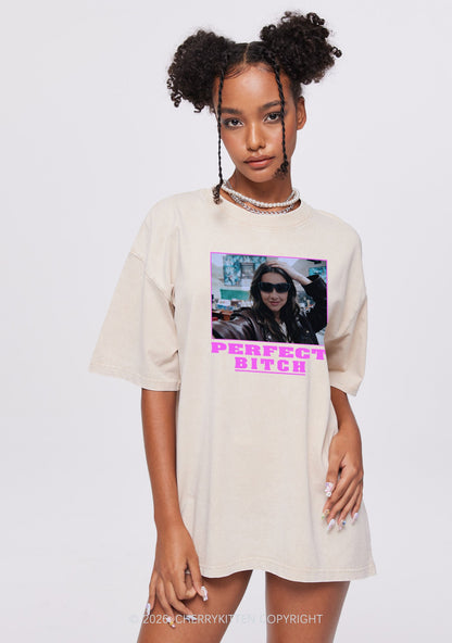 Custom Perfect Bxxch Y2K Shirts Washed Tee Cherrykitten