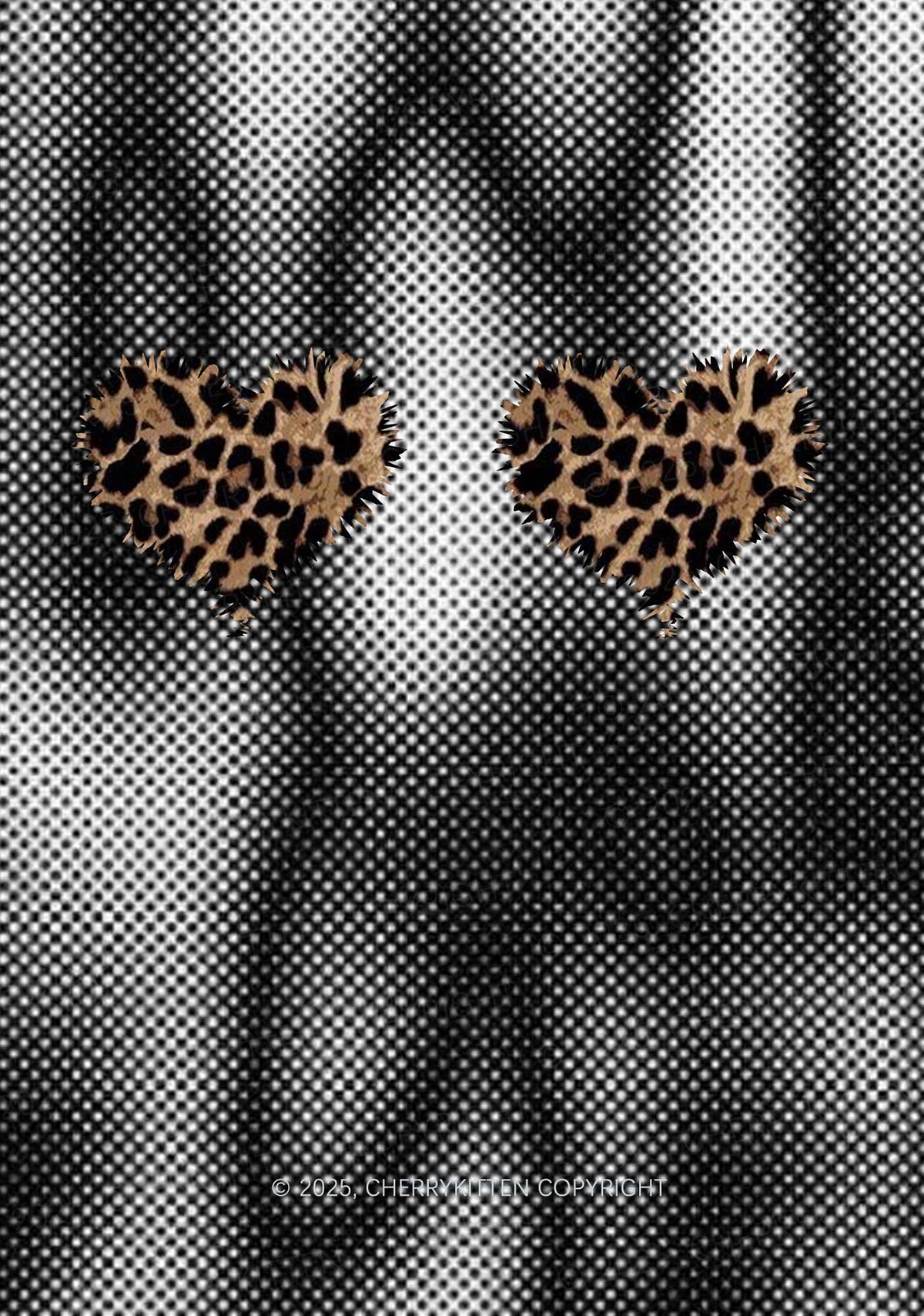 Leopard Hearts Y2K Mesh Crop Top Cherrykitten