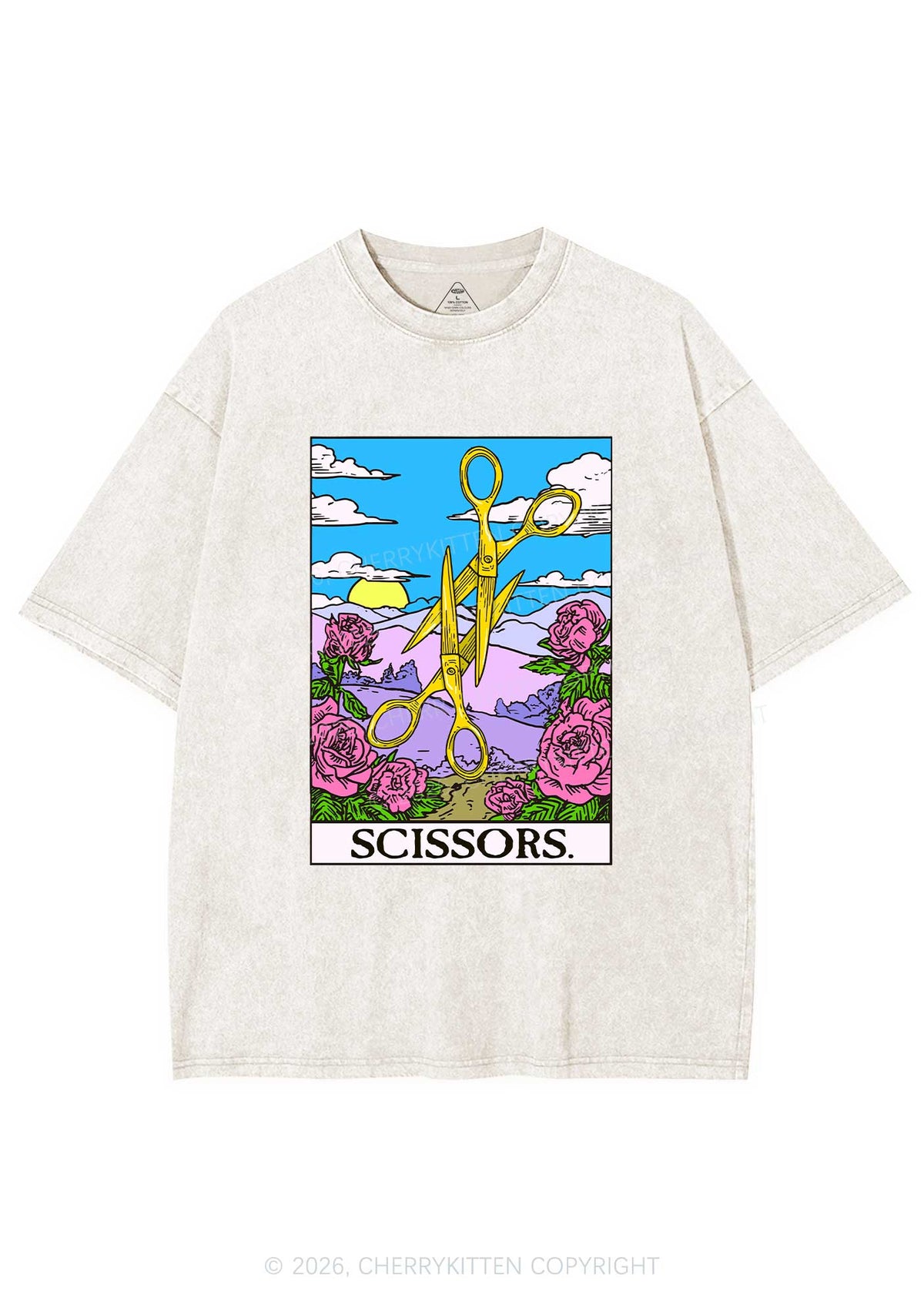 Yellow Scissors Pride Y2K Shirts Washed Tee Cherrykitten