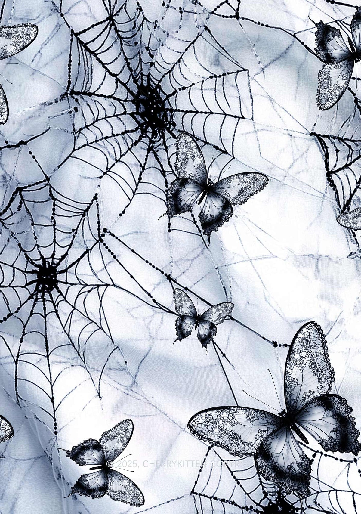 Web And Butterflies Y2K Mesh Crop Top Cherrykitten