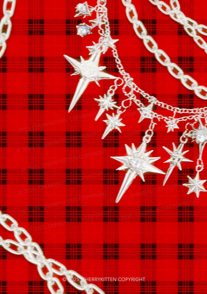 Star Chain Black Pattern Y2K Mesh Crop Top Cherrykitten
