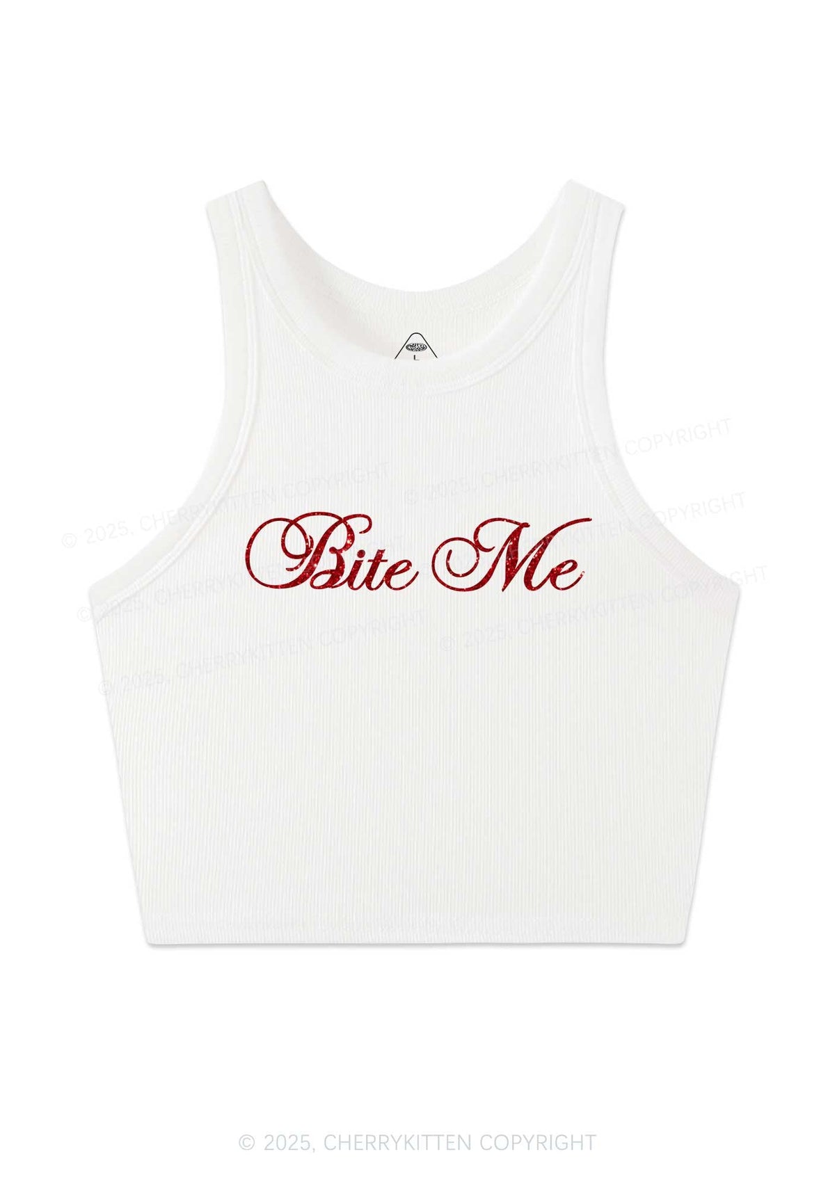 Glitter Bite Me Y2K Crop Tank Top Cherrykitten