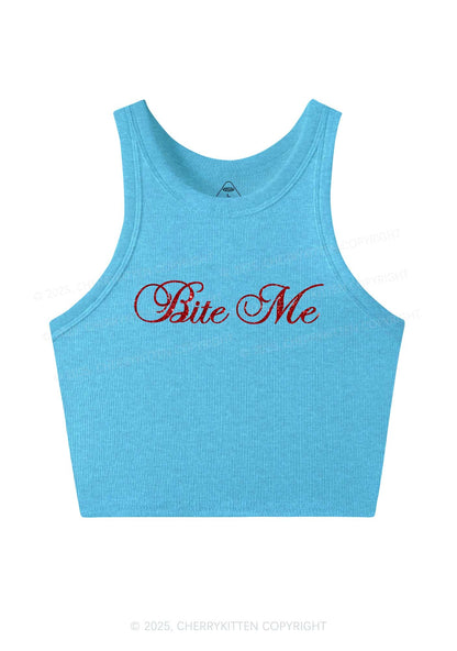 Glitter Bite Me Y2K Crop Tank Top Cherrykitten